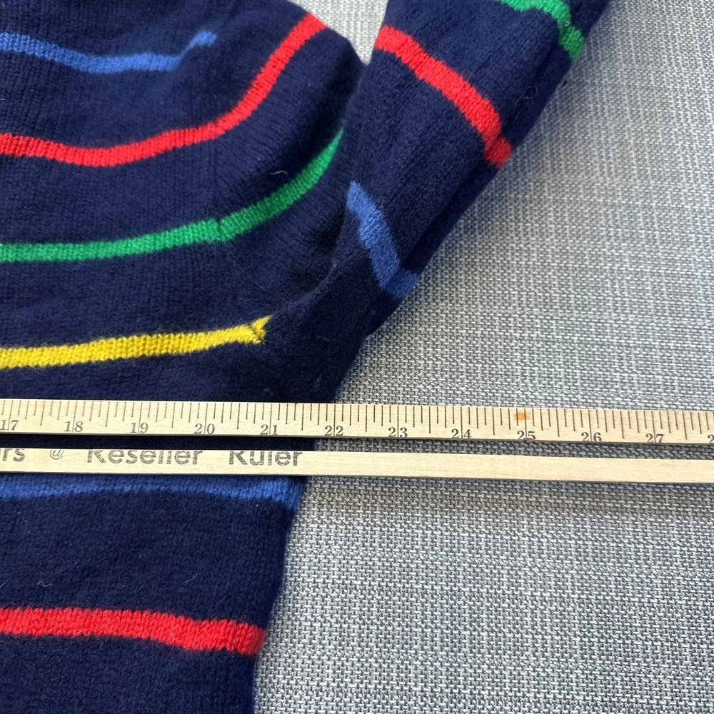 Vintage Polo Ralph Lauren Sweater Mens L / XL Blue Striped 100% Lambs Wool Crew*